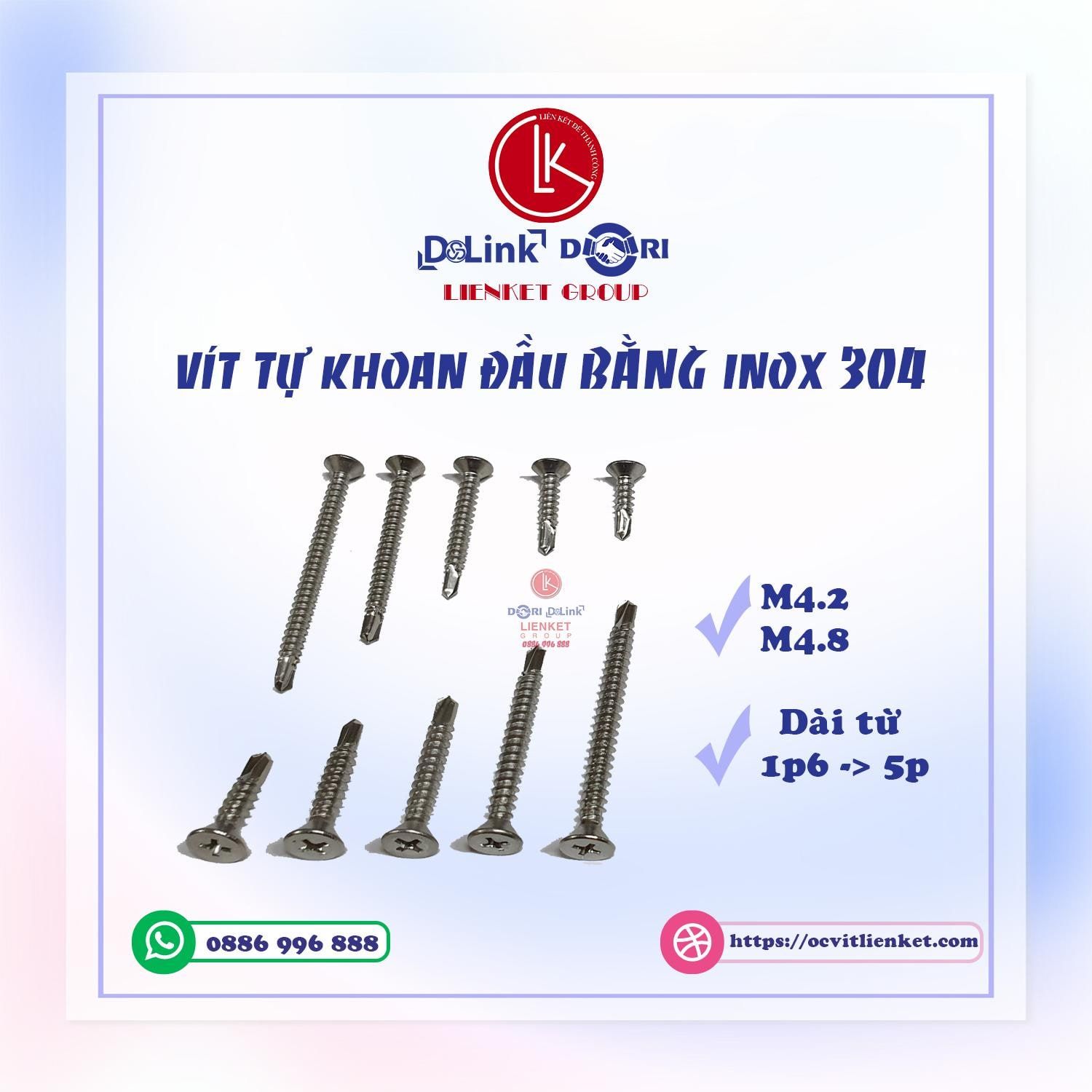 Vít tự khoan đầu bằng inox 304 & 410 — ảnh giới thiệu